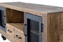 GINER Y COLOMER Meuble TV industriel en bois de manguier et métal, couleur naturel - 150 x 60 x 38 cm, structure en bois massif avec portes métal, finition artisanale